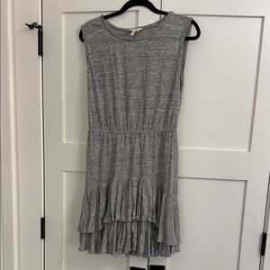 Gray Sleeveless Ruffle Hem Knit Dress